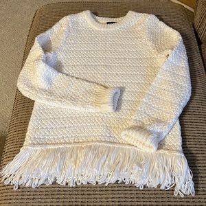 Topshop Fringe Sweater, Cream/White, Sz. US4